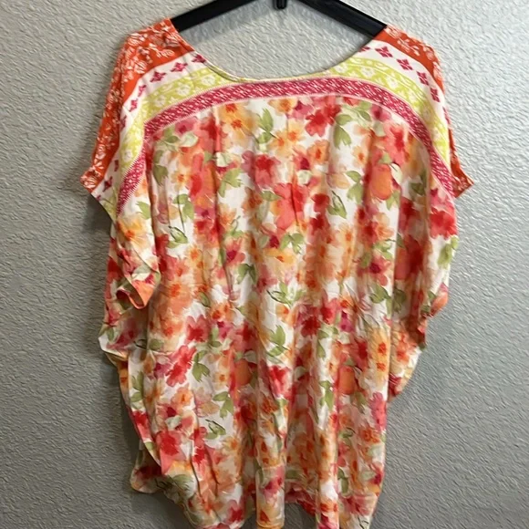 White Birch size 1X blouse pink NWOT floral - Picture 2 of 6